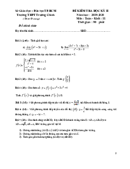 Đề thi học kì 2 Toán 11 năm 2019 – 2020 trường THPT Trường Chinh – TP HCM