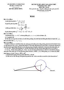 Đề tuyển sinh lớp 10 THPT năm 2019 – 2020 môn Toán sở GD&ĐT Bà Rịa – Vũng Tàu