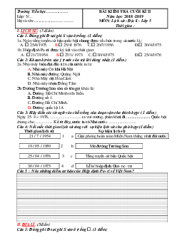 Đề thi học kì 2 môn Lịch sử - Địa lý lớp 5 năm học 2018 - 2019