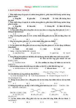Bài tập trắc nghiệm và tự luận Hidrocacbon không no hóa 11