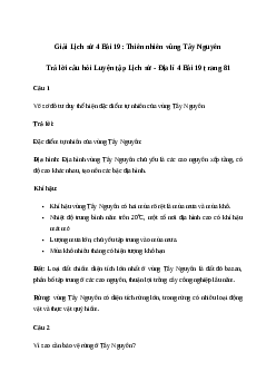 Giải Lịch sử Địa lí lớp 4 Bài 19: Thiên nhiên vùng Tây Nguyên | Chân trời sáng tạo