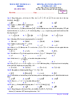 Đề thi học kỳ 2 Toán 12 năm 2018 – 2019 trường Yên Phong 1 – Bắc Ninh