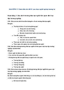 Giải HĐTN 11 Cánh diều chủ đề 8: Lựa chọn nghề nghiệp tương lai