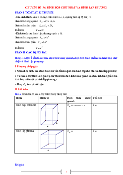 Chuyên đề hình hộp chữ nhật và hình lập phương Toán 7