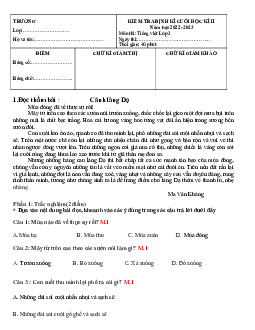 Đề thi học kì 2 môn Tiếng Việt 3 năm 2022 - 2023 (Đề 2) | Chân trời sáng tạo