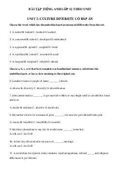 Bài tập tiếng Anh lớp 12 Unit 2 Cultural diversity