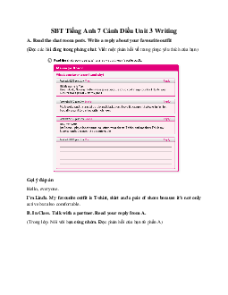 SBT Tiếng Anh 7 Cánh Diều Unit 3 Writing