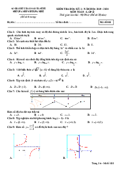 Đề thi HK1 Toán 12 năm 2019 – 2020 trường THPT Hương Khê – Hà Tĩnh