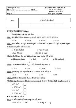 Đề thi học kì 2 môn Toán lớp 5 năm học 2018 - 2019