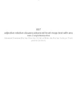 Adjective (Relative) Clauses Advanced Level MCQs Test With Answers 2 | Advance grammar | Đại học Khoa học Xã hội và Nhân văn, Đại học Quốc gia Thành phố HCM