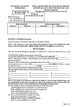 Sở giáo dục và đào tạo Tuyên Quang – Đề thi lập đội tuyển dự thi chọn học sinh giỏi cấp quốc gia lớp 12 THPT năm học 2018 – 2019 môn thi Tiếng Anh
