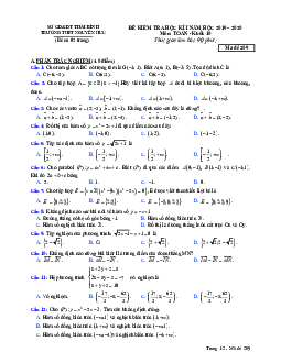 Đề thi học kì 1 Toán 10 năm 2019 – 2020 trường THPT Nguyễn Huệ – Thái Bình