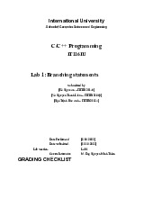 Lab Report Template | Môn C/C++ Programming - Trường Đại học Quốc tế, Đại học Quốc gia Thành phố Hồ Chí Minh