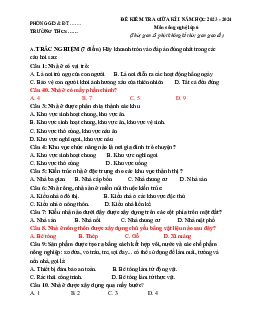 Đề thi giữa học kì 1 môn Công nghệ 6 năm 2023 - 2024 sách Cánh diều | Đề 8