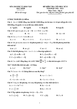 Đề kiểm tra cuối học kỳ 2 Toán 8 năm 2021 – 2022 sở GD&ĐT Bắc Ninh