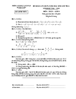 Đề thi học sinh giỏi Toán 8 năm 2014 – 2015 phòng GD&ĐT Ý Yên – Nam Định