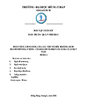 Bài tập cuối kỳ Phân tích ảnh hưởng của các yếu tố môi trường đến hoạt động của Cocacola môn Quản trị học | Đại học Đồng Tháp