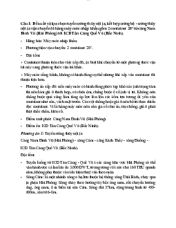 Bài tập địa lý vận tải thuỷ - Thuỷ nội địa | Trường Đại học Giao thông Vận Tải