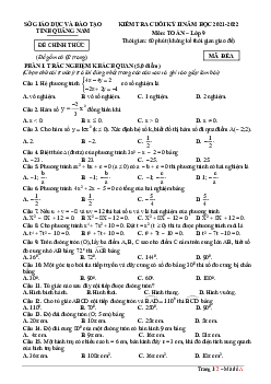 Đề kiểm tra cuối kỳ 2 Toán 9 năm 2021 – 2022 sở GD&ĐT Quảng Nam