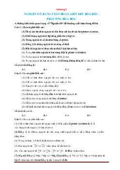 Chuyên đề nguyên tử bảng tuần hoàn liên kết hóa học phản ứng hóa học - Hóa 10
