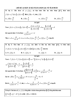 Một số bài toán chọn lọc về tích phân Toán 12