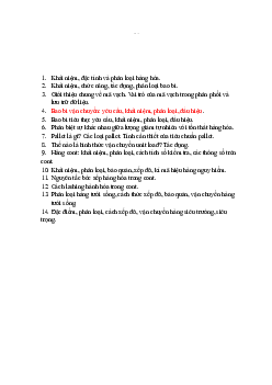 Câu hỏi ôn thi cuối kì môn Hàng hóa - Logistics vận tải hàng hóa | Trường Đại học Giao thông Vận Tải
