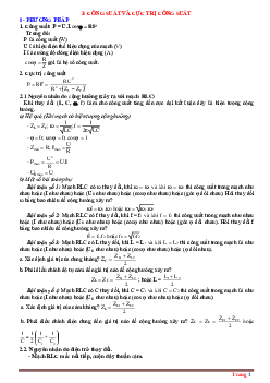 Phương pháp giải toán Công suất và cực trị công suất