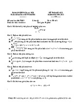 Đề thi hết môn học kì 1 Giải tích 2năm học 2025-2026  - trường đại học Khoa học tự nhiên – Đại học quốc gia hà nội.