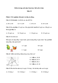 Bài tập cuối tuần Toán lớp 2 Kết nối Tri thức Tuần 18