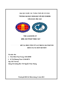 Tiểu luận cuối kì |  Ngữ pháp học Tiếng Việt | Đại học Khoa học Xã hội và Nhân văn, Đại học Quốc gia Thành phố HCM