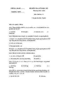 Đề thi giữa học kì 2 môn Sinh học lớp 10 năm 2023 - 2024 (Sách mới) | Cánh diều đề 5