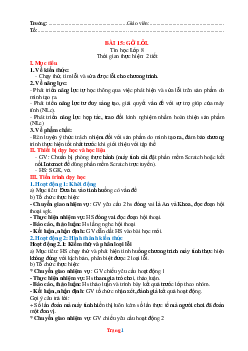 Giáo Án bài 15 Gỡ  Lỗi môn bài  Tin Học 8- KNTT năm 2023-2024
