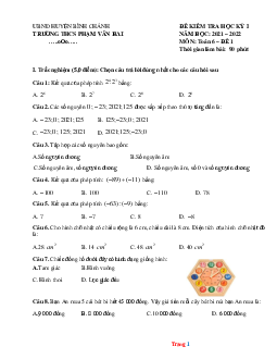 Đề thi HK 1 Toán 6 Chân trời sáng tạo 2021-2022 THCS Phạm Văn Hai (có đáp án)