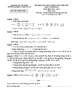 Đề khảo sát HSG Toán 7 năm 2023 – 2024 phòng GD&ĐT Yên Định – Thanh Hóa