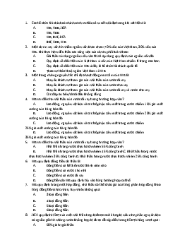 Câu hỏi trắc nghiệm chương 2 Kinh tế vi mô