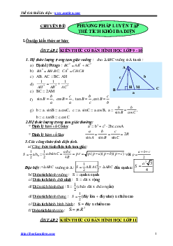 Các phương pháp tính thể tích khối đa diện Toán 12