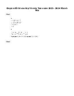 Đề thi vào 10 môn Toán năm 2023 - 2024 sở GD&ĐT Khánh Hòa