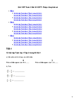Vở bài tập Toán lớp 4 Bài 64: Phép chia phân số Kết nối tri thức