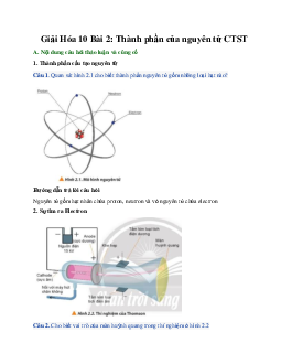 Giải Hóa 10 Bài 2: Thành phần của nguyên tử CTST
