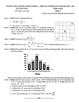 Đề cuối học kỳ 1 Toán 11 năm 2023 – 2024 trường chuyên Lê Hồng Phong – TP HCM