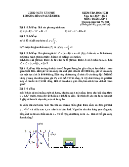 Đề thi học kì 2 Toán 9 năm 2019 – 2020 trường THCS Nguyễn Huệ – TP HCM