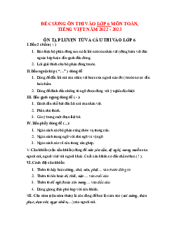 Đề cương ôn thi vào lớp 6 môn Toán, Tiếng Việt
