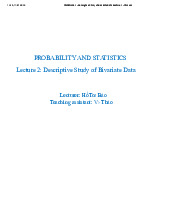 Statistics L2 - Descriptive Study of Bivariate Data Lecture 2 môn Xác suất thống kê| Đại học Duy Tân