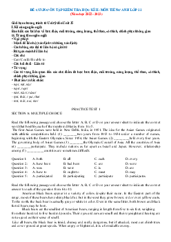 Đề cương ôn tập học kỳ 2 Tiếng Anh 11 năm học 2022-2023