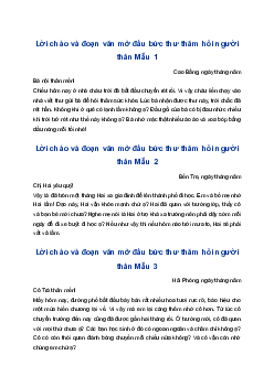 Lời chào và đoạn văn mở đầu bức thư thăm hỏi người thân | Tập làm văn 4
