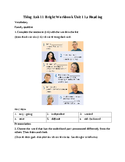 Giải Tiếng Anh 11 Workbook Unit 1 1a Reading | Bright