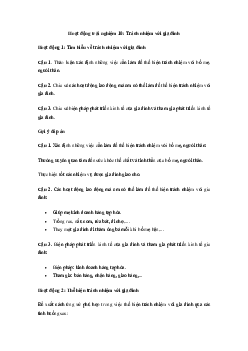 Giải Hoạt động trải nghiệm 10: Trách nhiệm với gia đình | Kết Nối Tri Thức