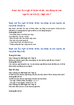 Soạn bài Tục ngữ về thiên nhiên, lao động và con người, xã hội (2) | Ngữ văn 7 sách Cánh diều