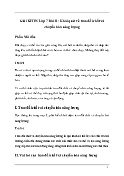 Bài 21: Khái quát về trao đổi chất và chuyển hóa năng lượng | Giải sách Khoa học tự nhiên 7 Kết nối tri thức