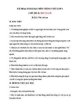 Chủ đề 25: Mẹ và cô | Bài 2 | Giáo án Tiếng Việt 1 bộ sách Chân trời sáng tạo